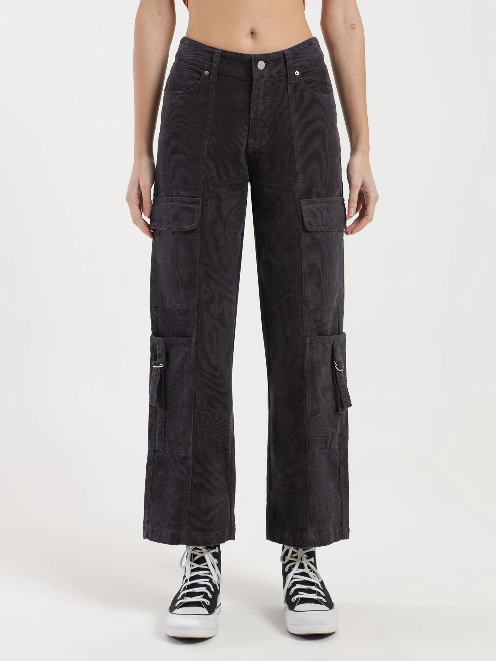 Aila Low Rise Cord Cargo Pants