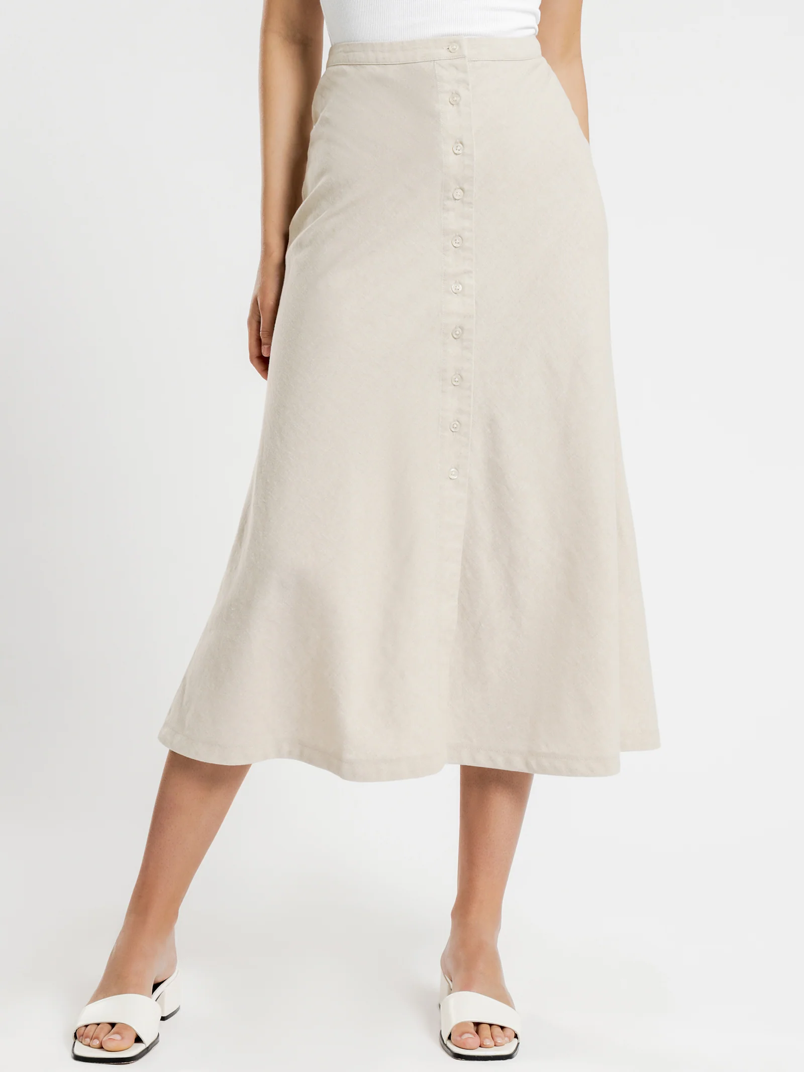Drew Linen Midi Skirt