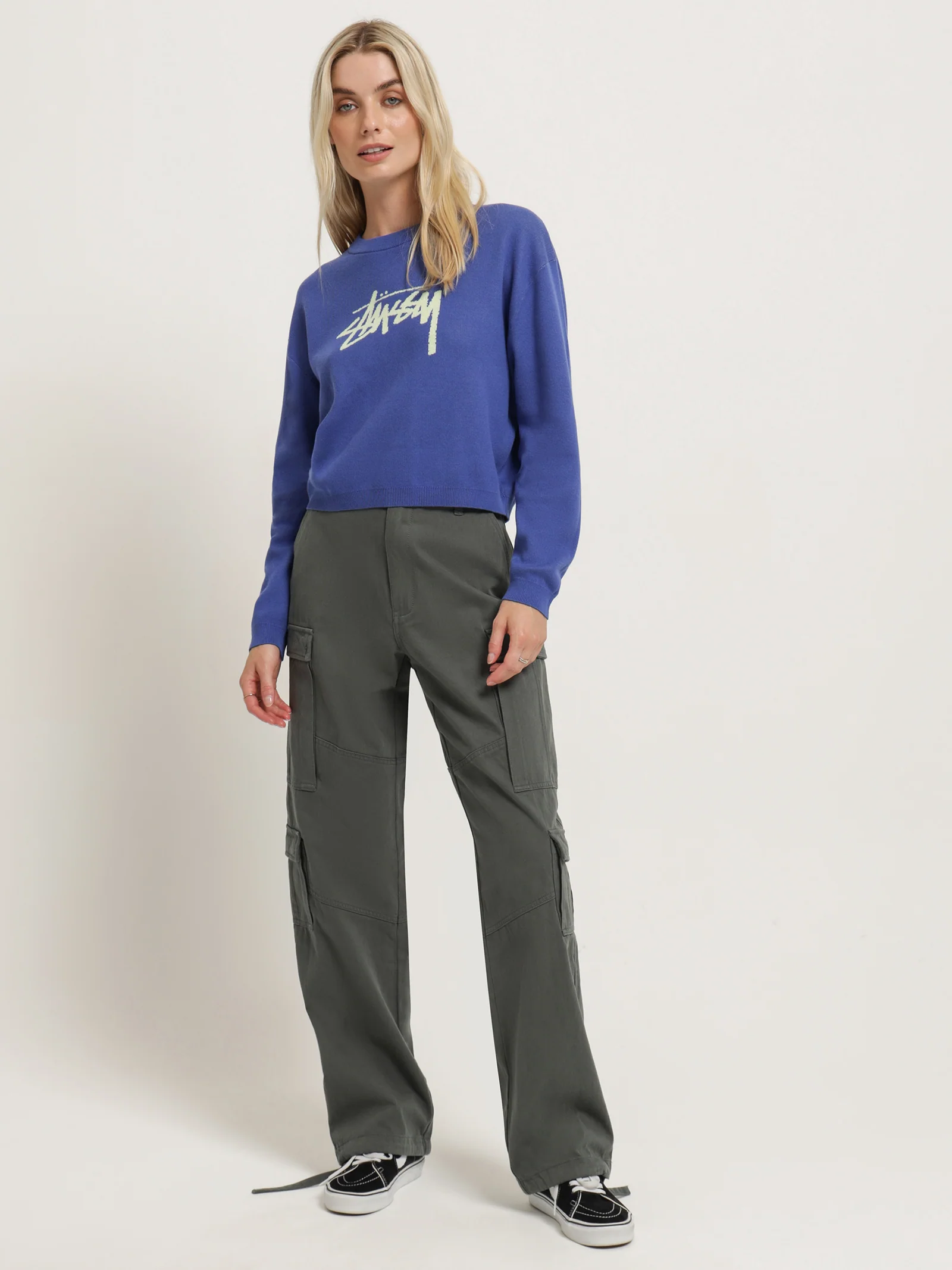 Graffiti Cropped Knit Crew Sweater - Image 2