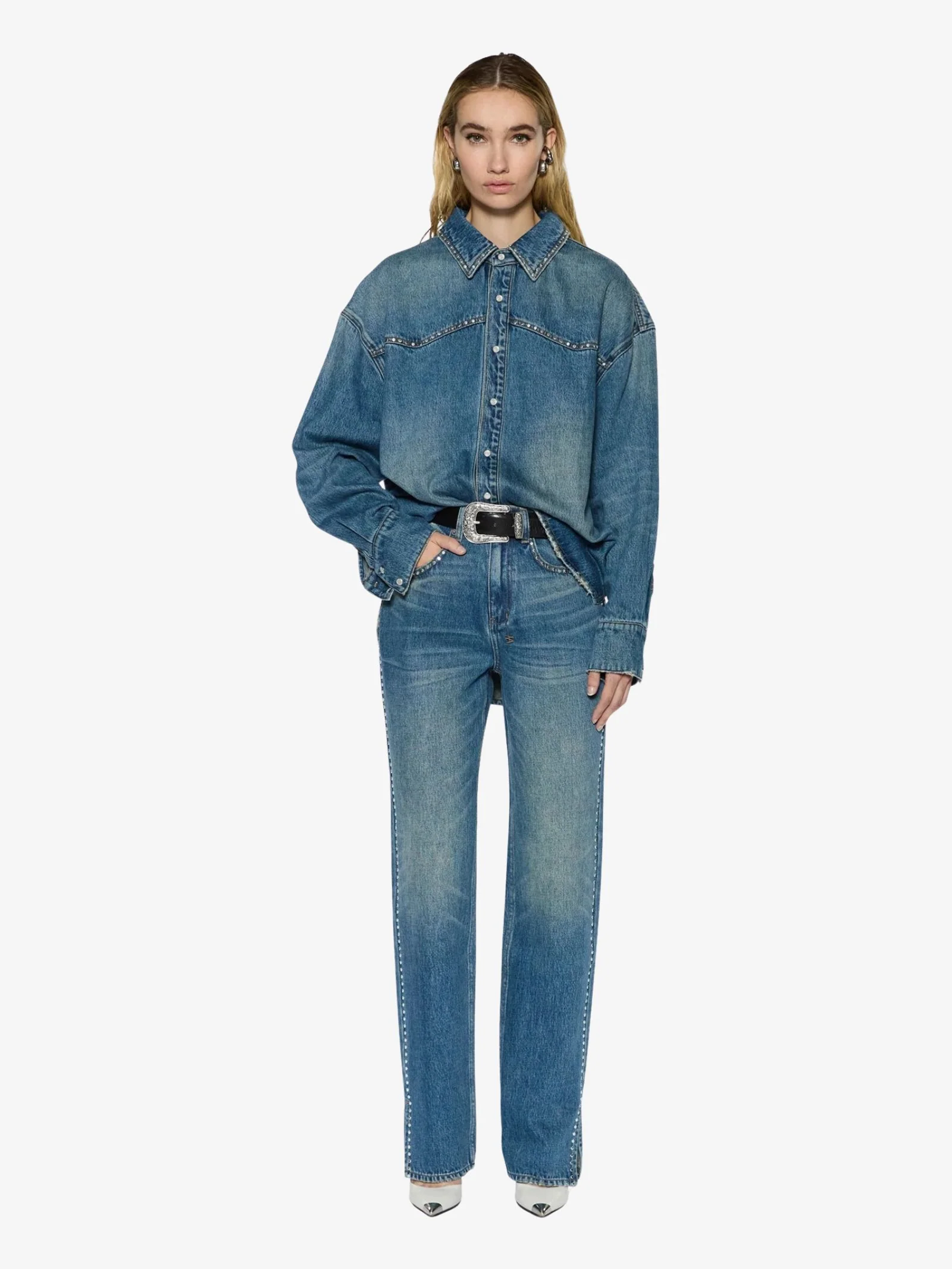 Oversized Studded Ls Shirt