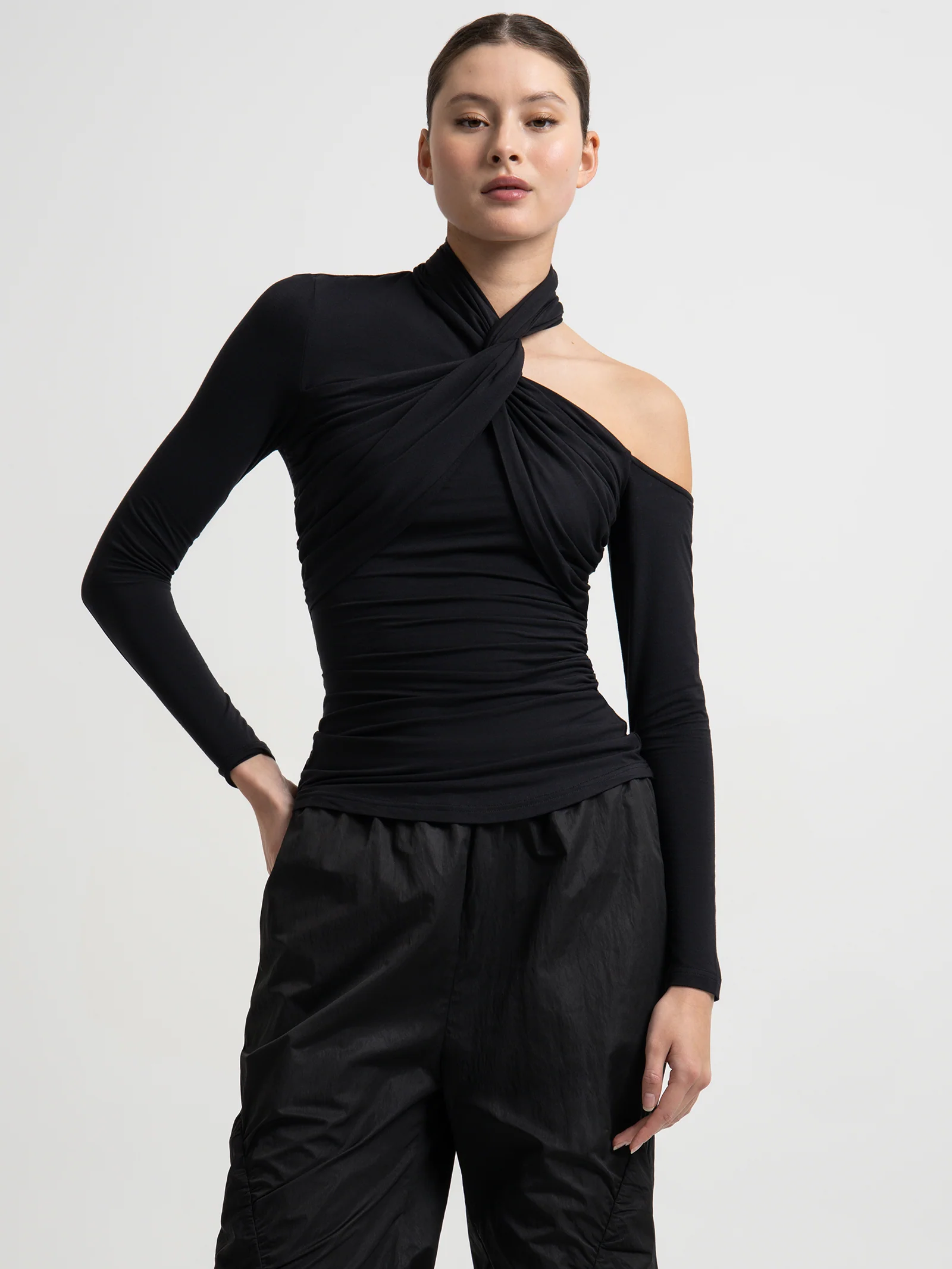 Ladee Twisted Neckline Jersey Top