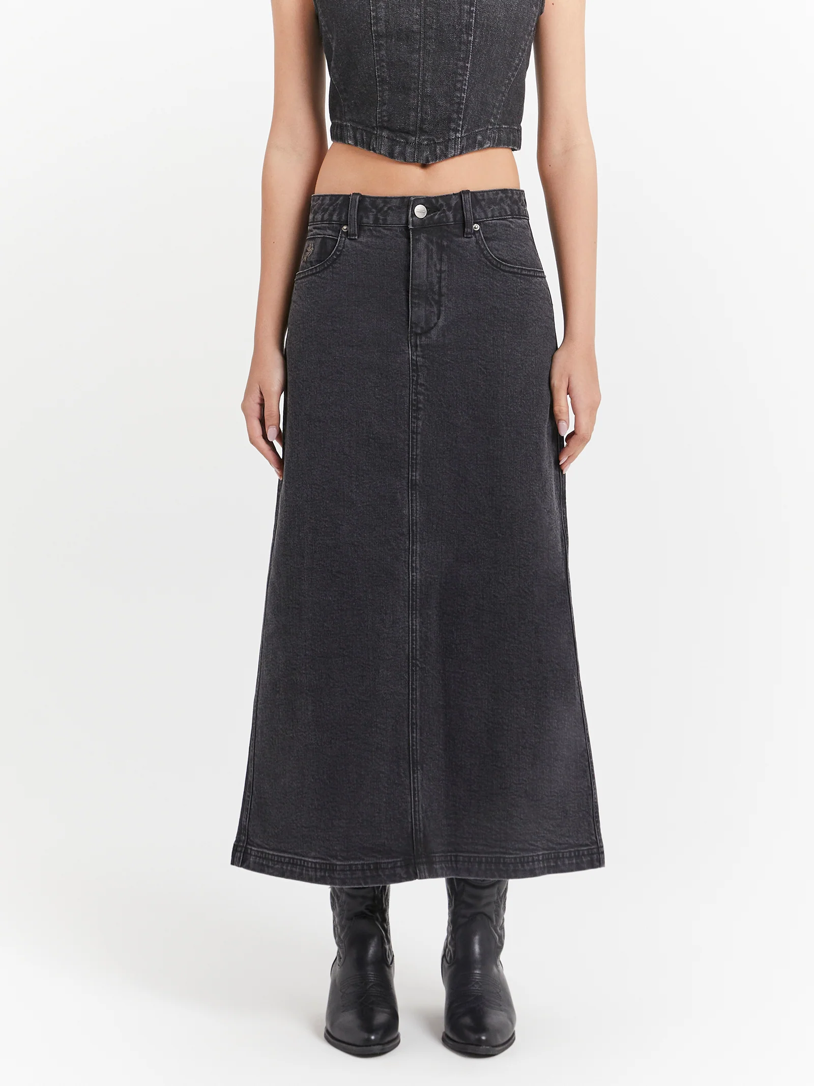 Mysteries Denim Maxi Skirt