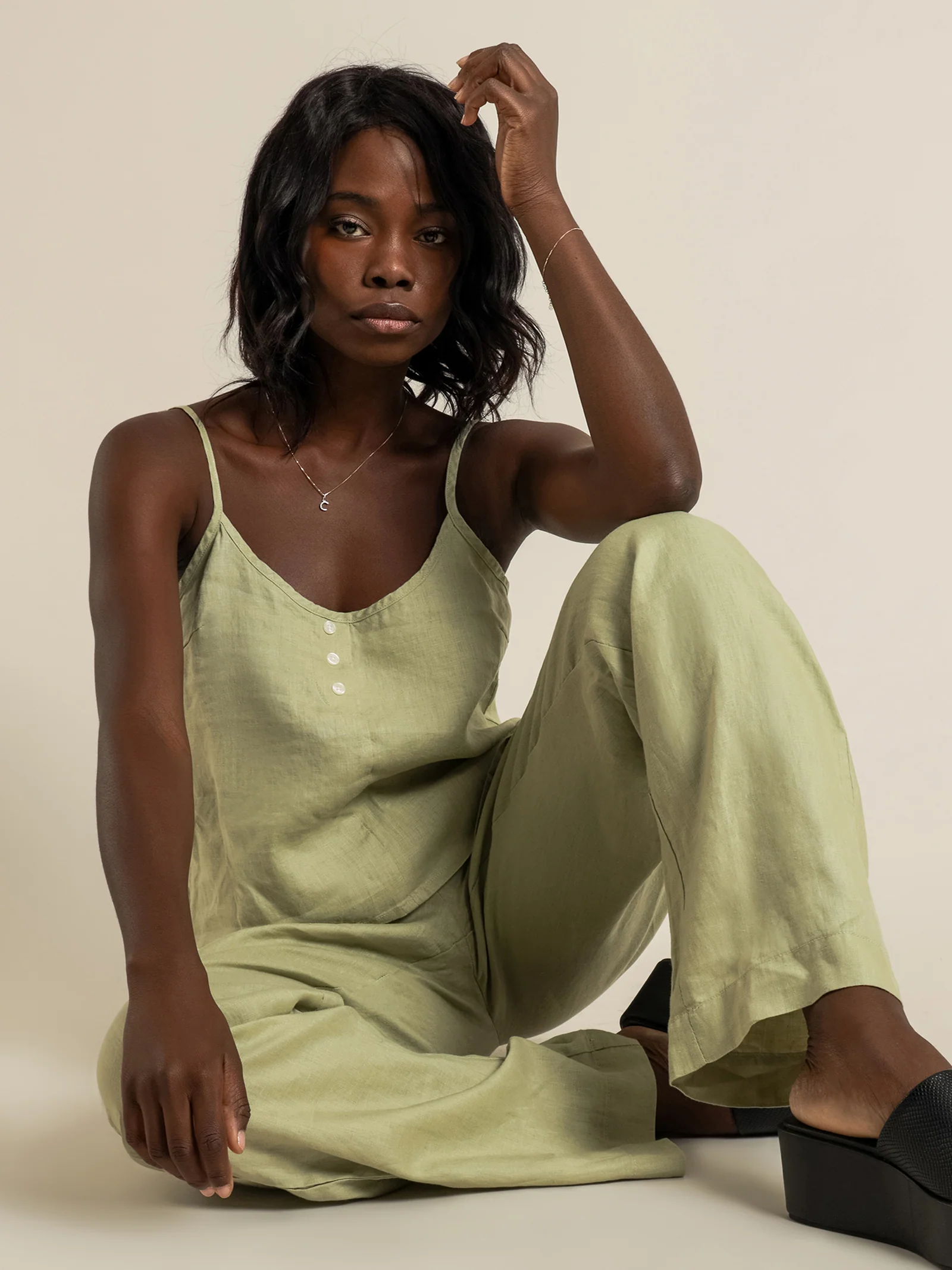 Nude Linen Lounge Pants - Image 4