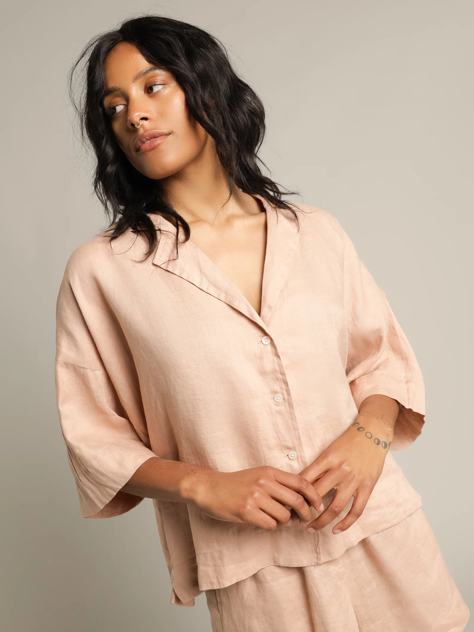 Nude Linen Lounge Shirt