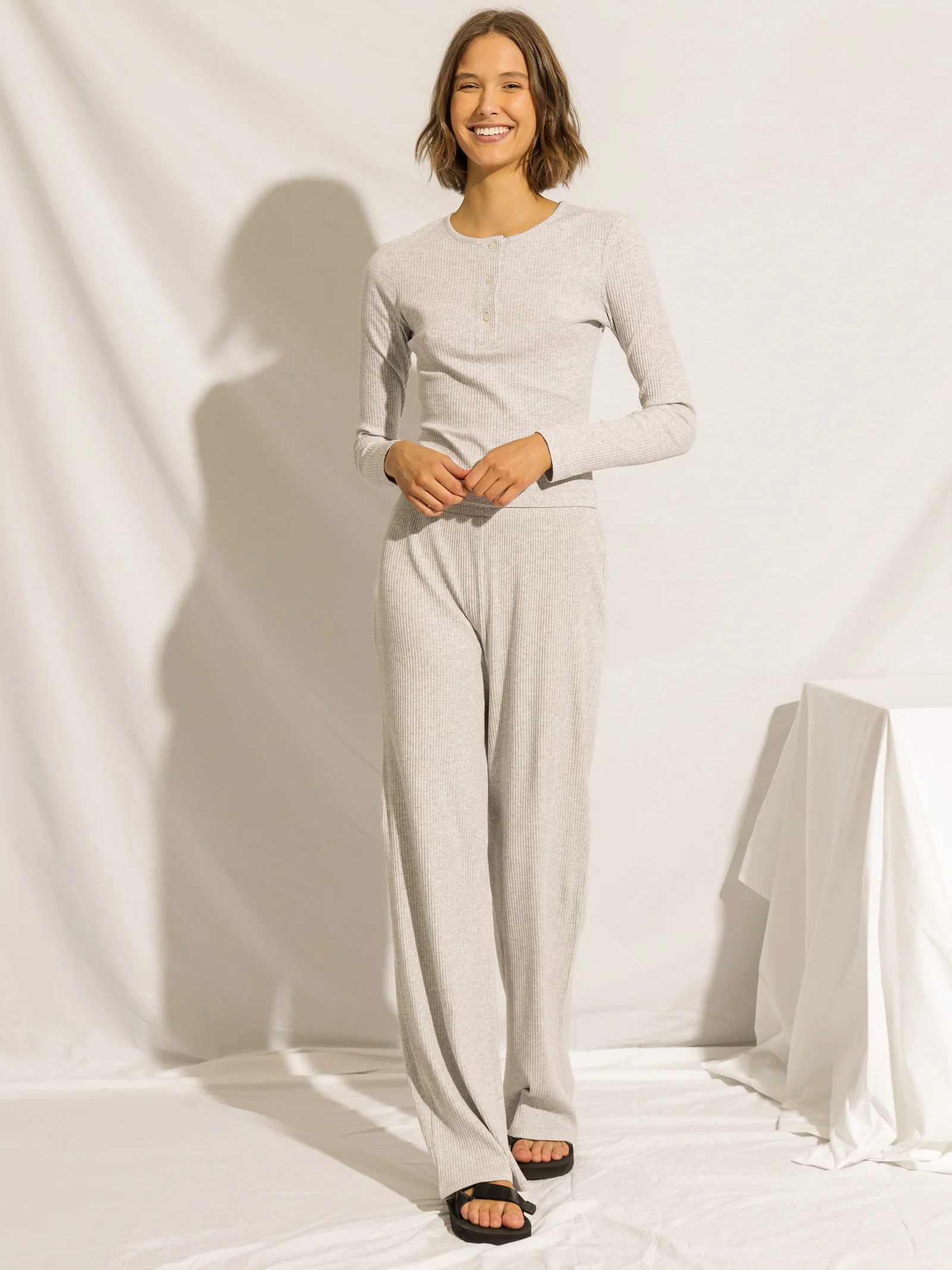 Nude Lounge Ribbed Long Sleeve T-Shirt - Image 4