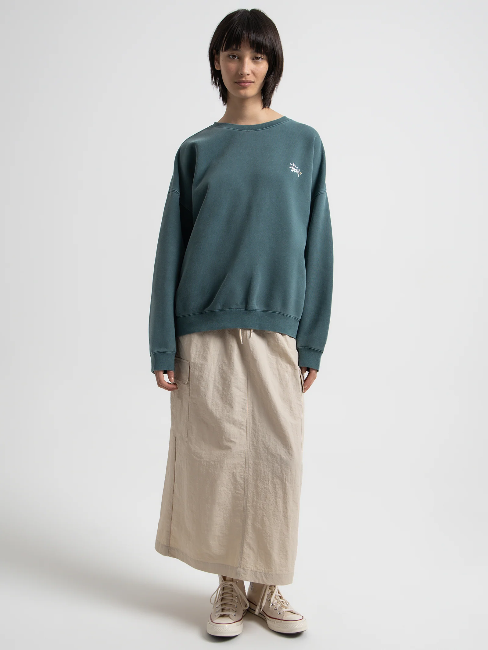 Nylon Cargo Midi Skirt