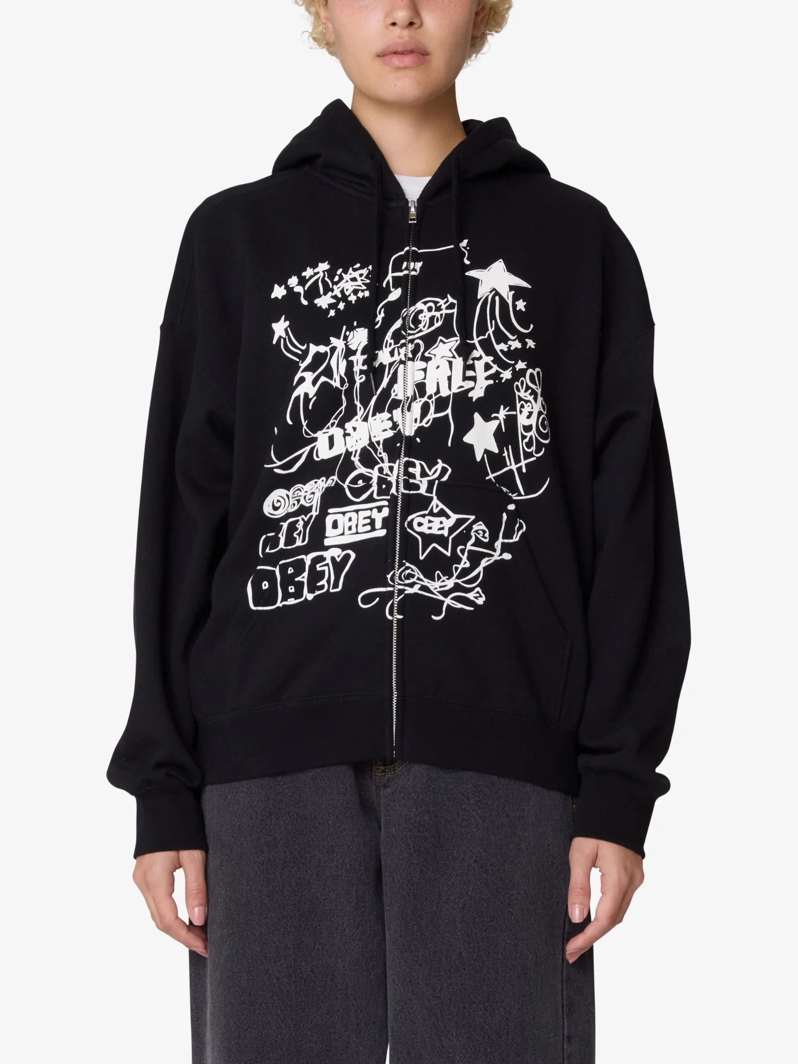 Jumble Baggy Relaxed Zip Hood