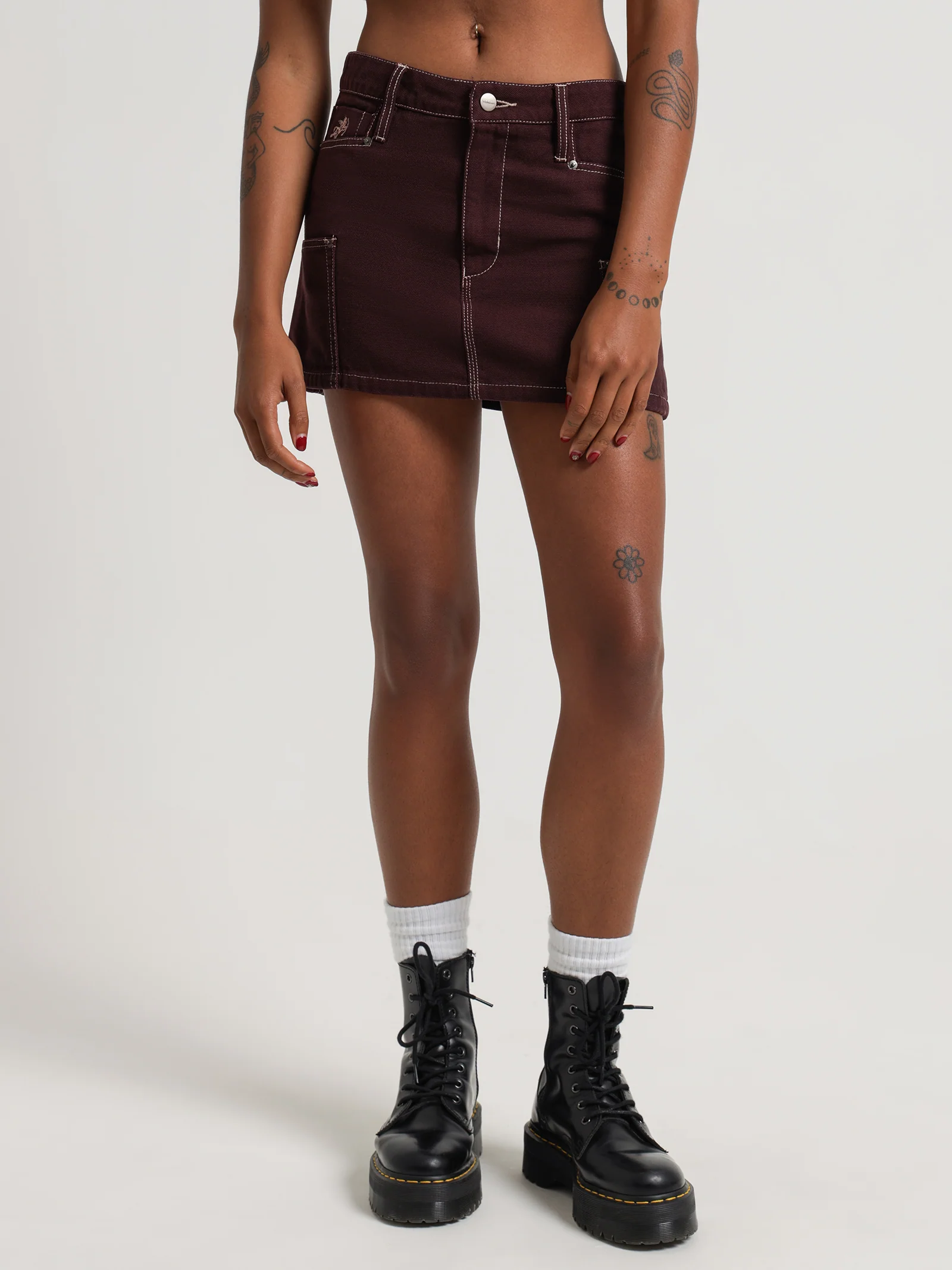 Patches Rivet Mini Skirt