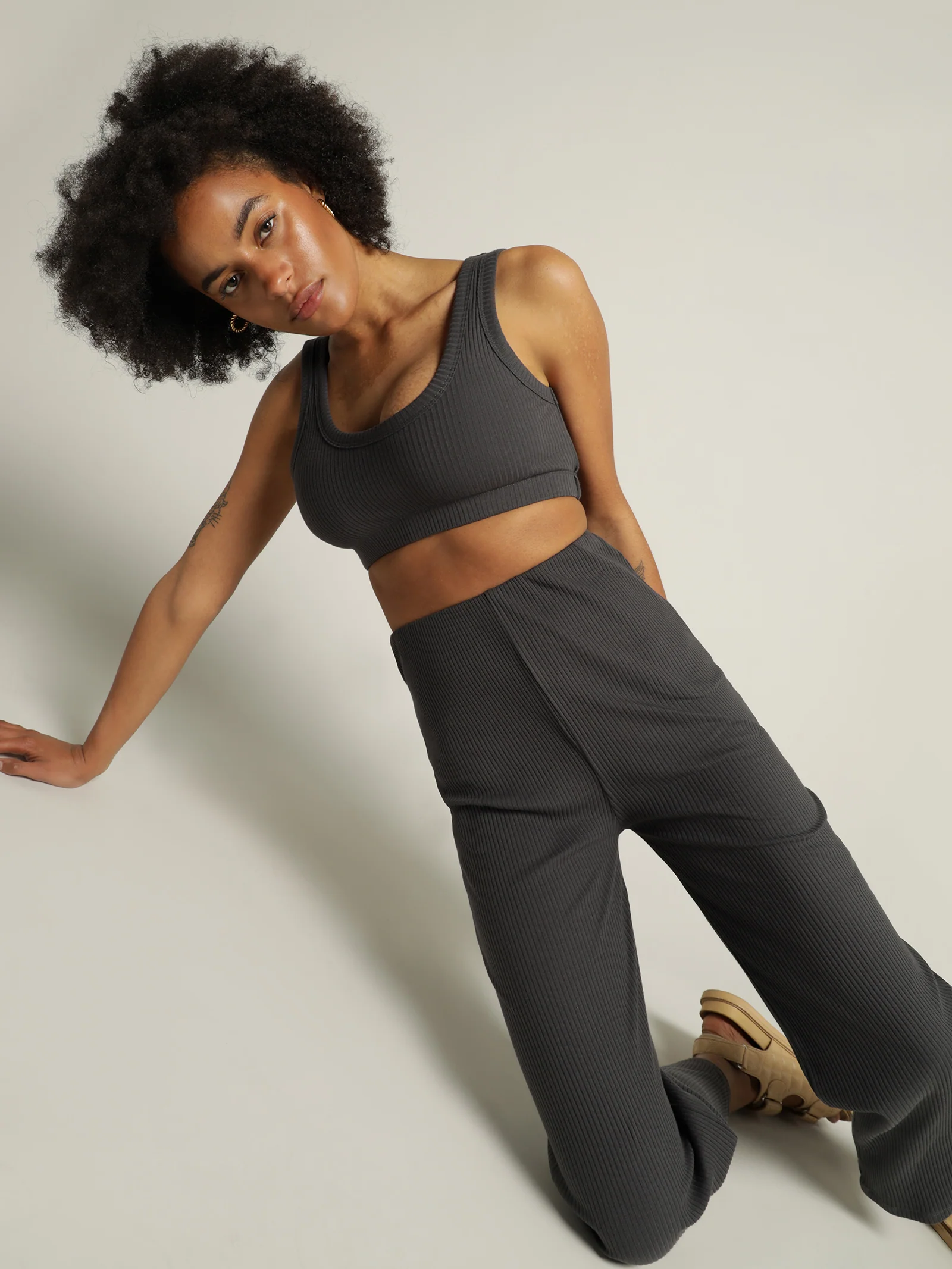 Ribbed Lounge Culotte Pants - Image 2