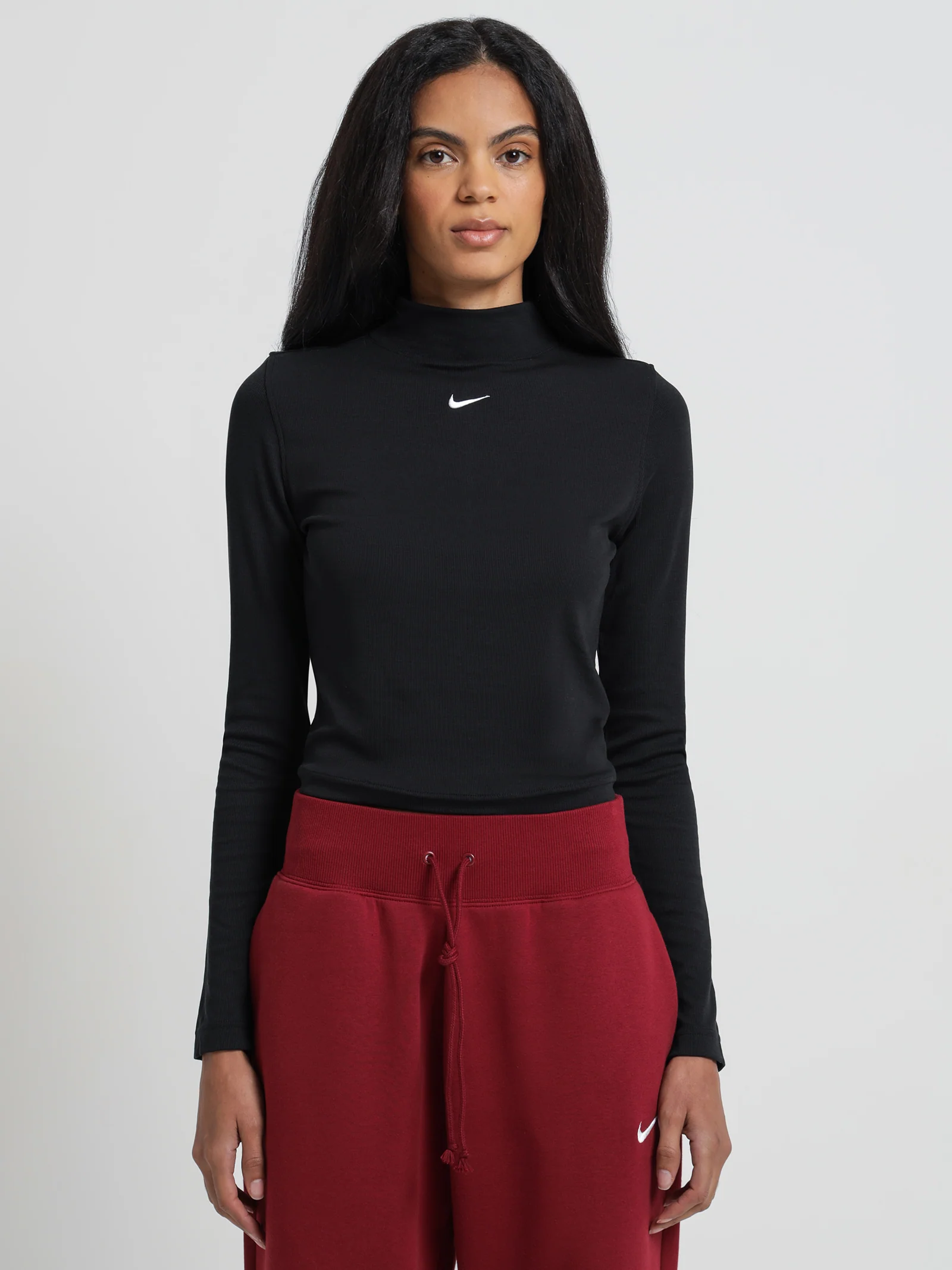 Sportswear Essentials Ribbed Mock Neck Long Sleeve Top