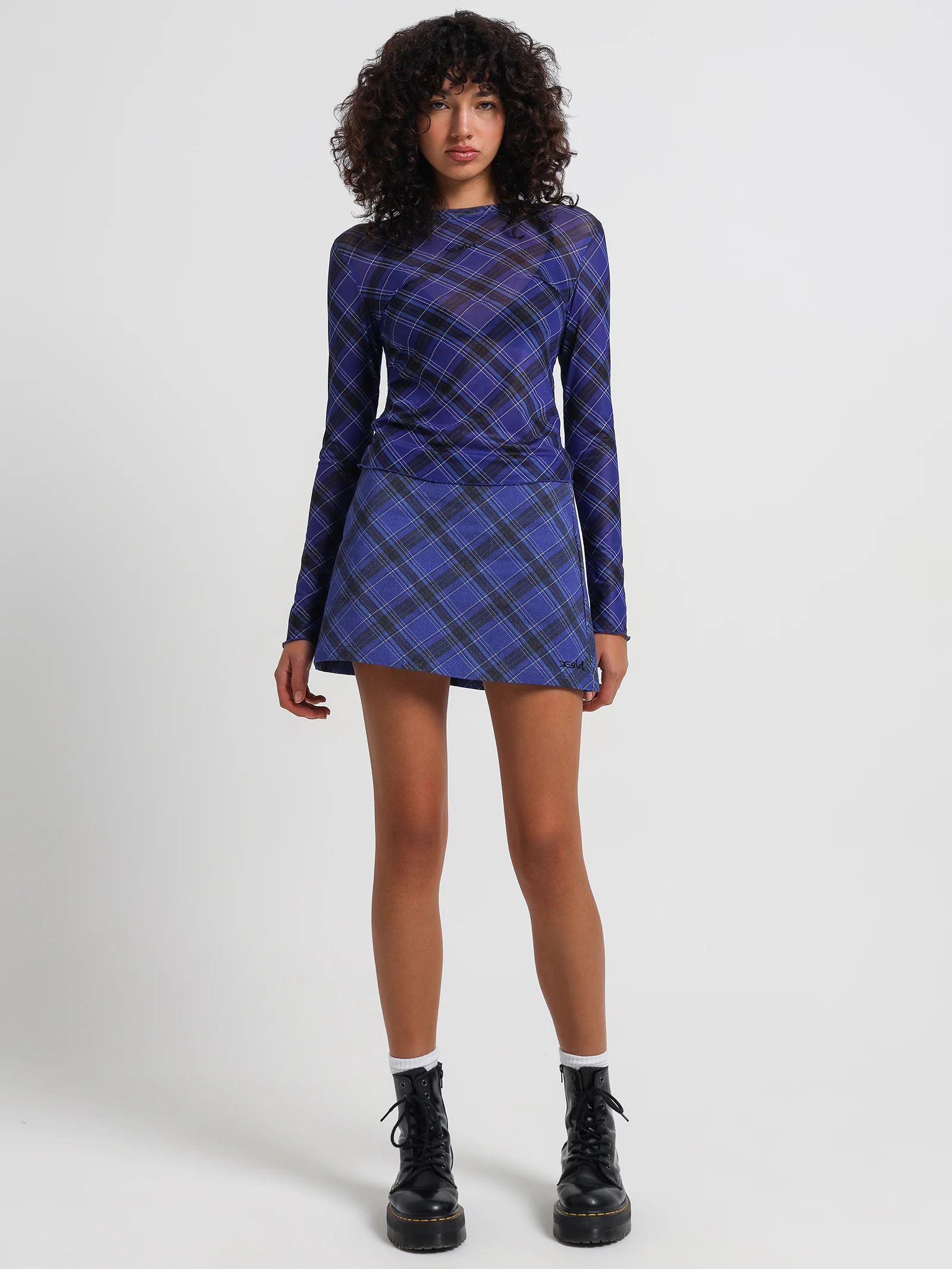 Tartan Plaid Mesh Top - Image 2