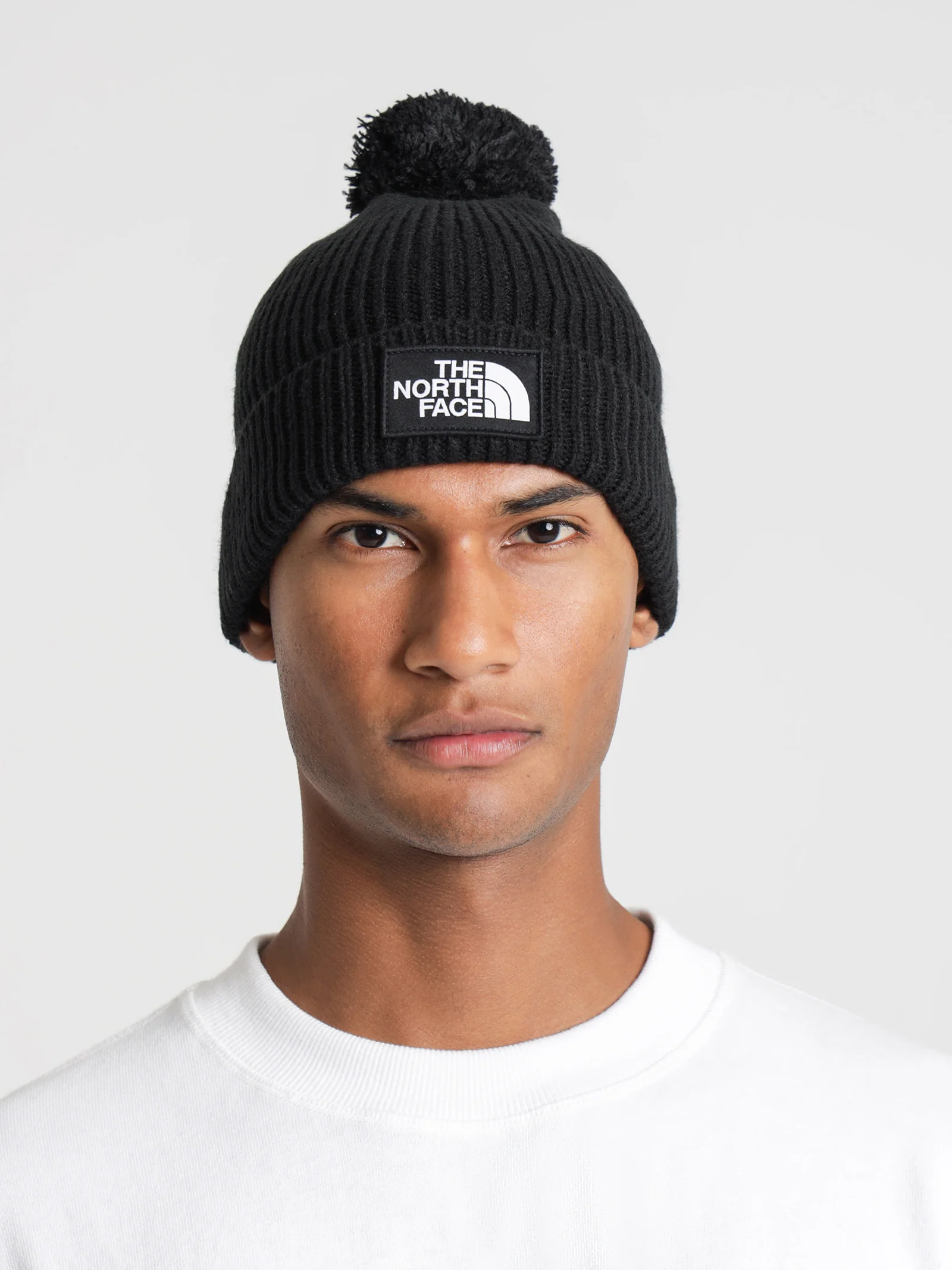 TNF Logo Box Pom Pom Beanie