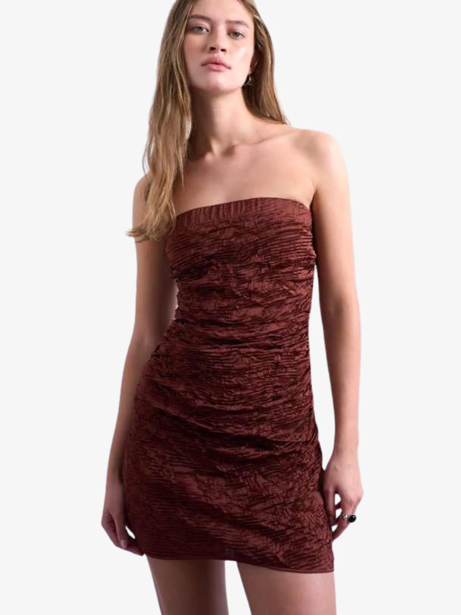 Crinkle Bandeau Mini Dress