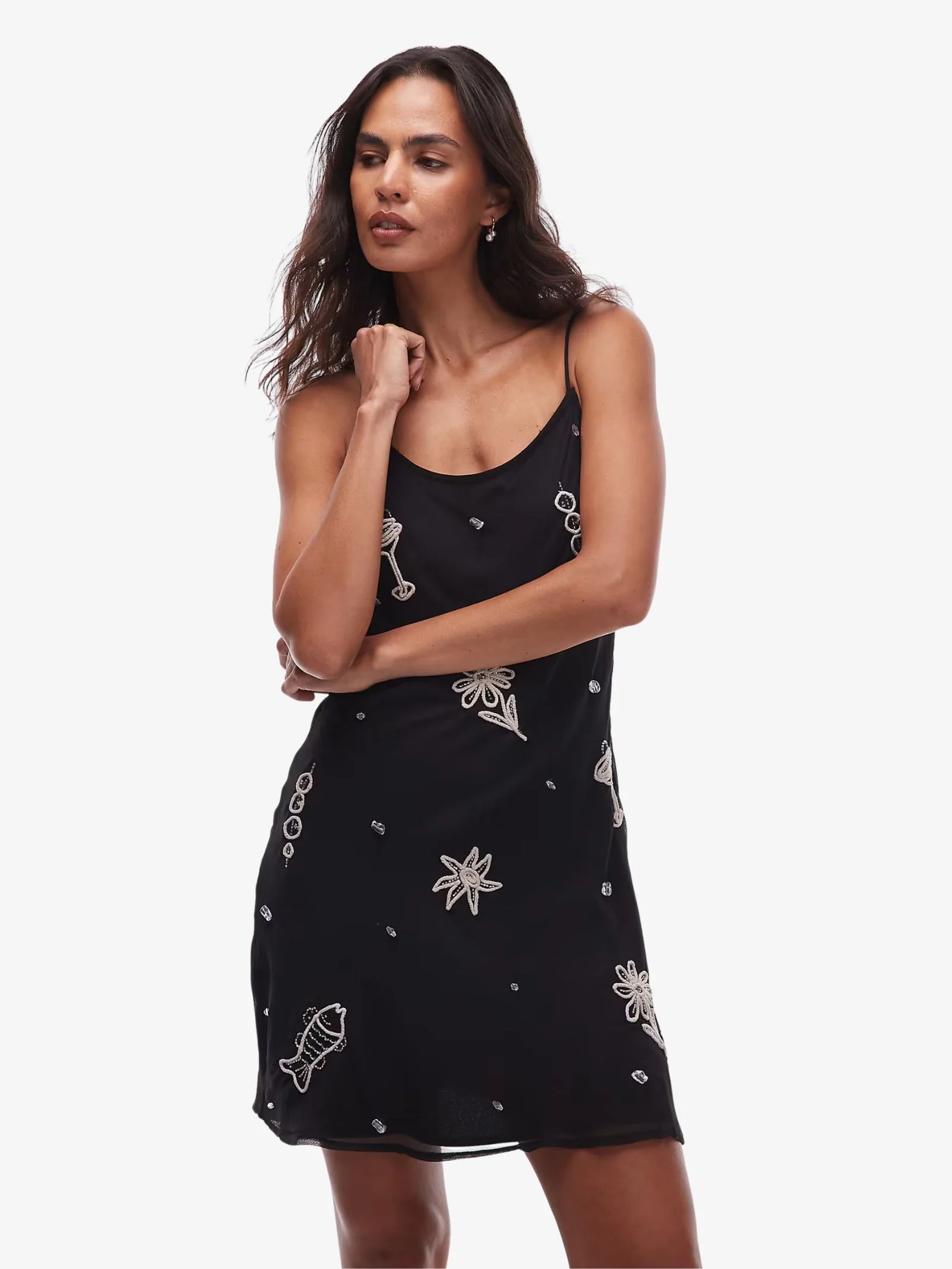 Embellished Mini Cami Dress With Martini Roping