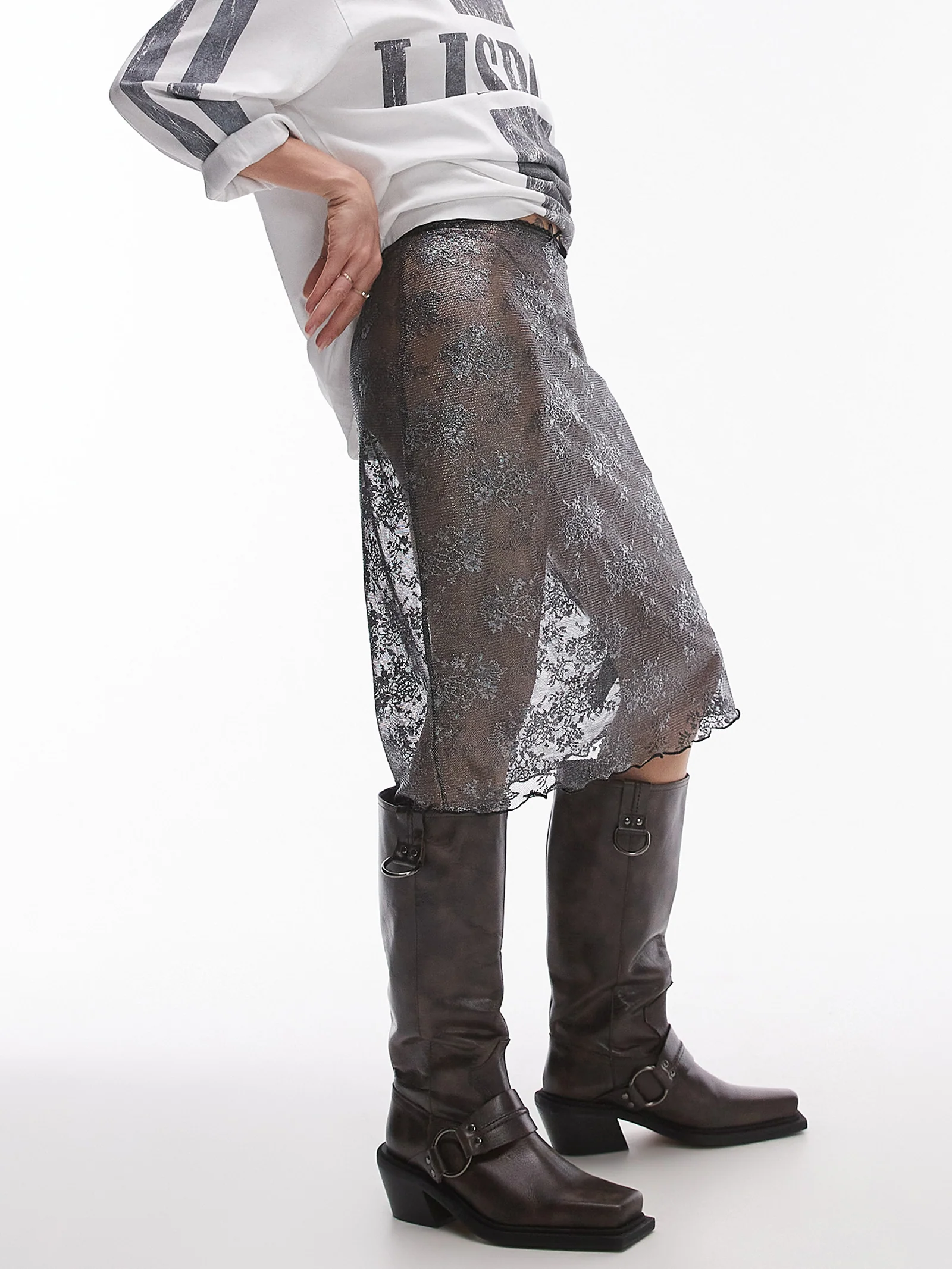 Sheer Lace 90's Length Skirt