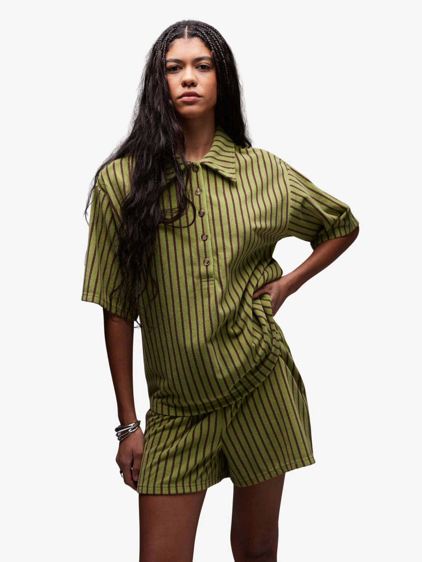 Stripe Towelling Shorts Co-Ord
