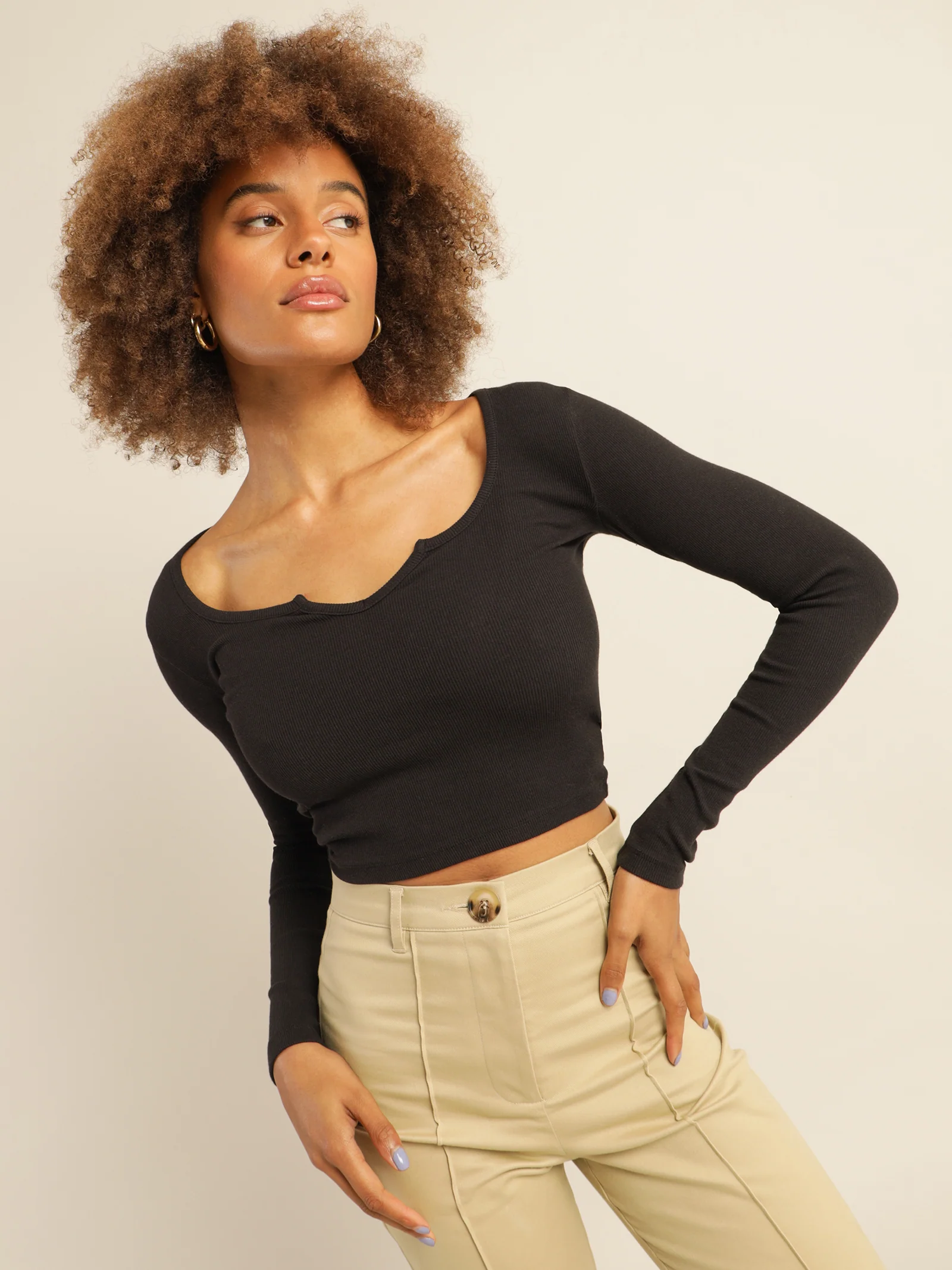 Yaz Notch Front Long Sleeve T-Shirt